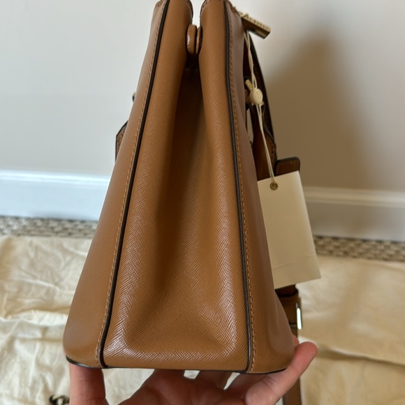 Tory Burch Tigers Eye Brown Saffiano Leather Robinson Mini Double-Zip Tote - Picture 10 of 17